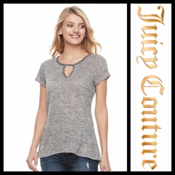 Juicy Couture Cutout Embellished Tee NWT - Picture 1 of 3